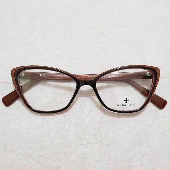 Seraphin Accessories - Womens Seraphin Brown Starlight Cat Eyeglasses Frames 54-17-140 Handmade Japan